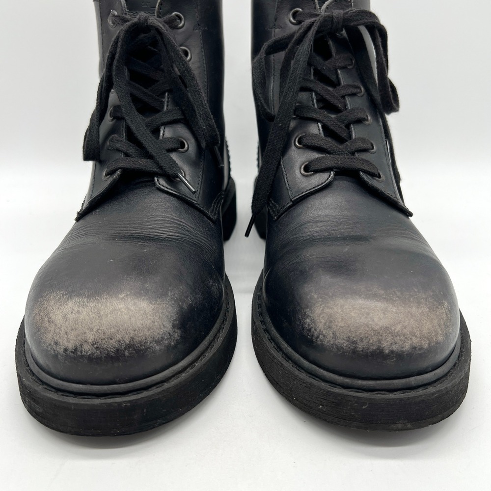 GOLDEN GOOSE Ele Boots Womens 11 Black Leather Distressed Combat Lace Up Grunge - Picture 4 of 16